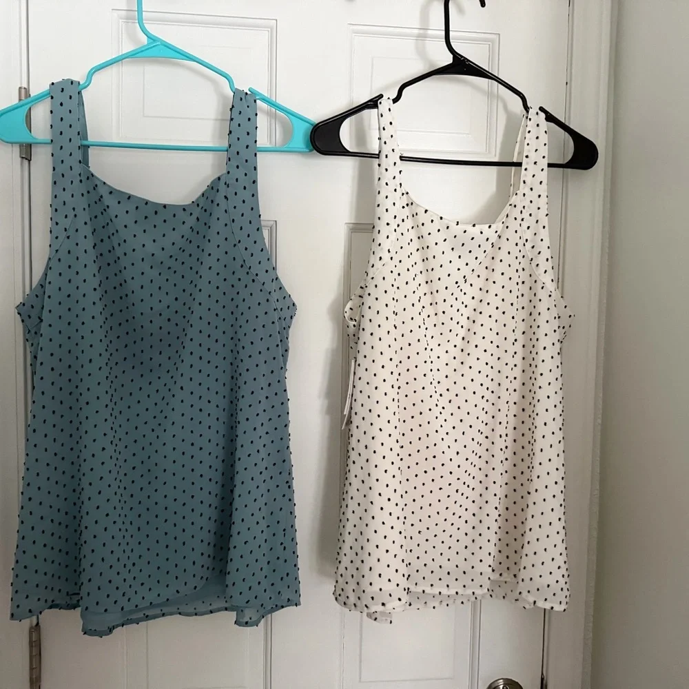 Nordstrom Blue and White Polka Dot Camisoles woman’s size XL blue and cream - Picture 4 of 5